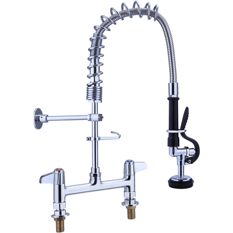 8" Desk Mount Mixing Faucet with 8" Riser & 18" Flexible Hose Chrome Plated Brass | CaterEq CEEQ7805A 8" Desk Mount Mixing Faucet with 8" Riser & 18" Flexible Hose Chrome Plated Brass | CaterEq CEEQ7805A