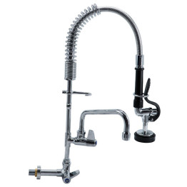 8" Wall / Panel Mount Pre-Rinse Faucet with 8" Riser, 18" Flexible Hose and 8" Swing Nozzle Chrome Plated Brass | CaterEq CEEQ7810A08 8" Wall / Panel Mount Pre-Rinse Faucet with 8" Riser, 18" Flexible Hose and 8" Swing Nozzle Chrome Plated Brass | CaterEq CEEQ7810A08