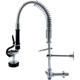 8" Wall / Panel Mount Pre-Rinse Faucet with 8" Riser and 18" Flexible Hose Chrome Plated Brass | CaterEq CEEQ7810A 8" Wall / Panel Mount Pre-Rinse Faucet with 8" Riser and 18" Flexible Hose Chrome Plated Brass | CaterEq CEEQ7810A