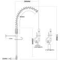 8" Wall / Panel Mount Pre-Rinse Faucet with 8" Riser and 18" Flexible Hose Chrome Plated Brass | CaterEq CEEQ7810A