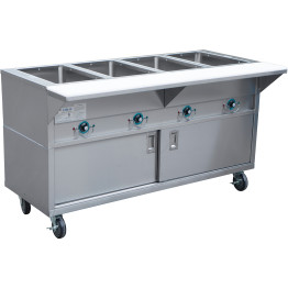 Mobile Servery Steam Table with Cupboard 4xGN1/1 - CEEST4SWCBSD