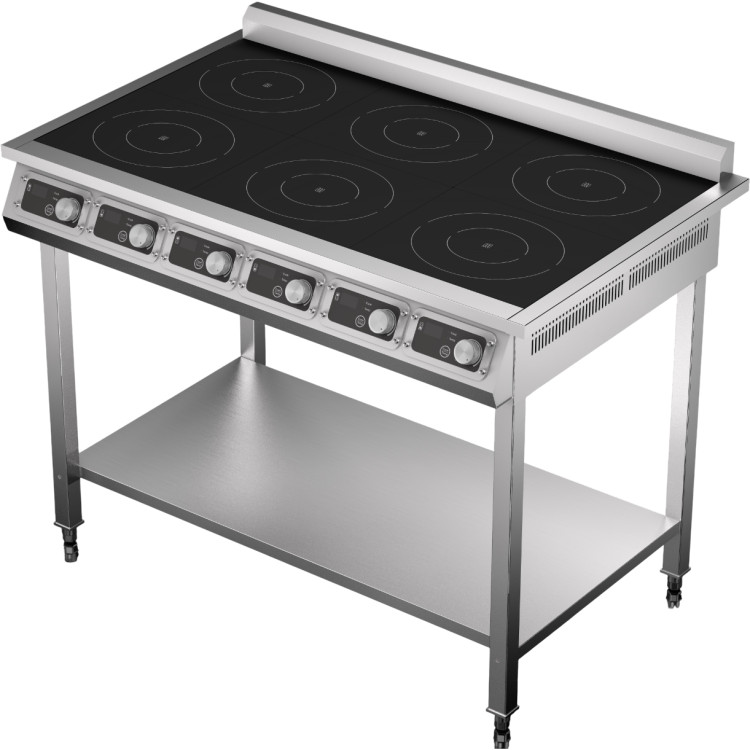 Commercial 6-Zone Induction Hob with Undershelf 6 x 3500W 1153x700x911mm | CaterEq CEEW350H6