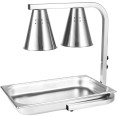 Commercial Food Warmer GN1/1 – 2 Heating Lamps 430×560×305 mm 500W Silver| CaterEq CEEWL03S2