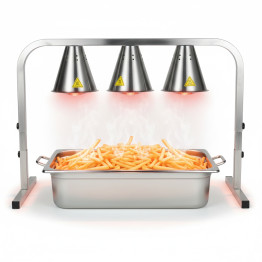 Commercial Food Warmer GN1/1 – 3 Heating Lamps 660×660×560 mm 750W Silver| CaterEq CEEWL03S3