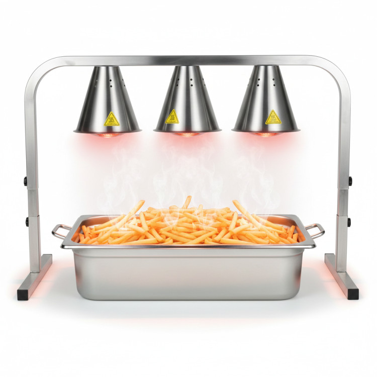 Commercial Food Warmer GN1/1 – 3 Heating Lamps 660×660×560 mm 750W Silver| CaterEq CEEWL03S3