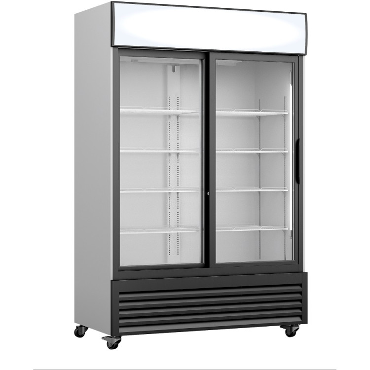 Commercial Display Refrigerator with Double Sliding Glass door & Canopy 1050 litres Black - CEFCLS133ASA