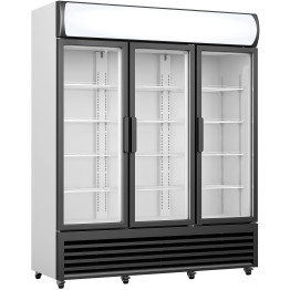 Commercial Display Refrigerator with Triple Hinged Glass door & Canopy 1500 litres Black - CEFCLT180AHA