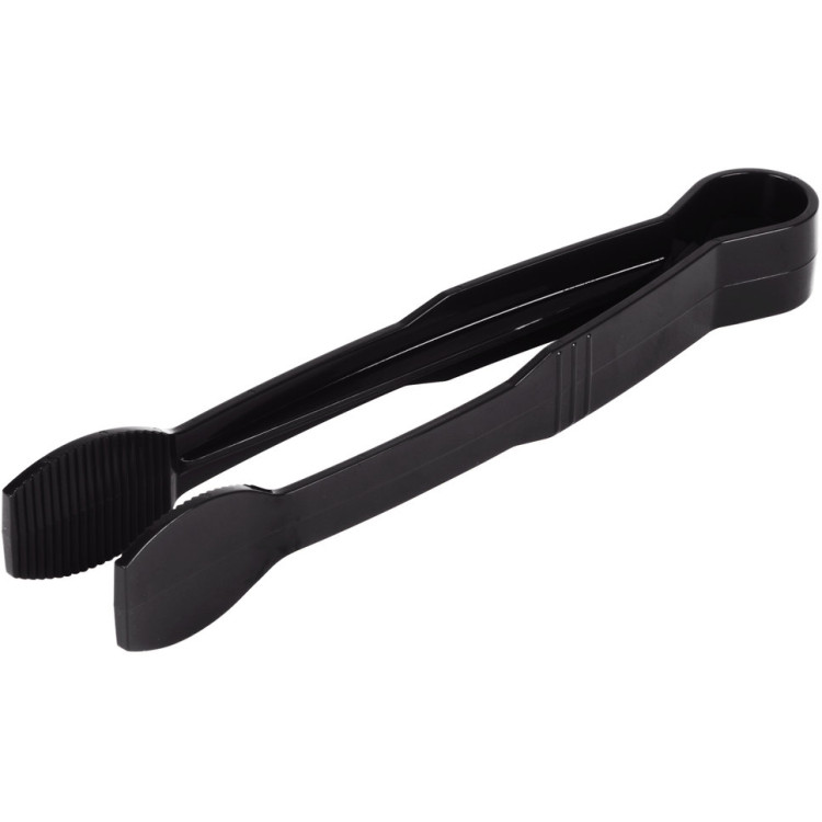 12" Catering Flat Buffet Tongs Black Polycarbonate- CEFLATTONG12