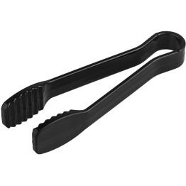 6" Catering Flat Buffet Tongs Black Polycarbonate- CEFLATTONG6