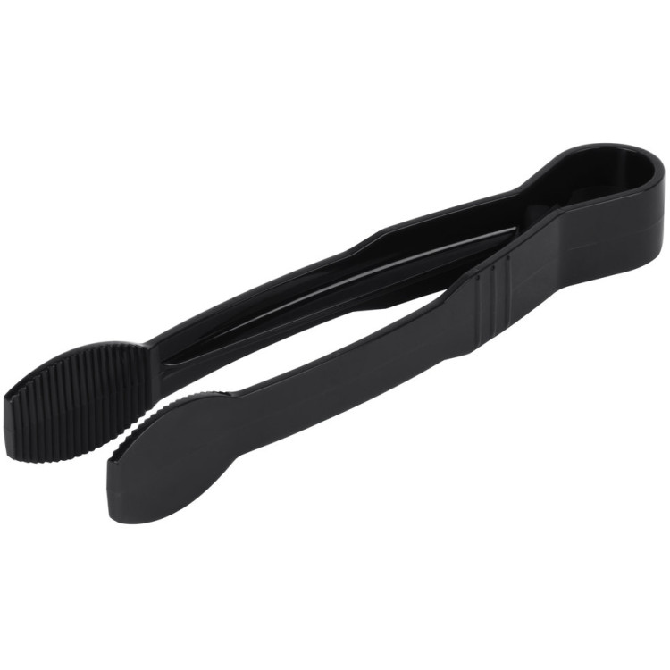 9" Catering Flat Buffet Tongs Black Polycarbonate- CEFLATTONG9