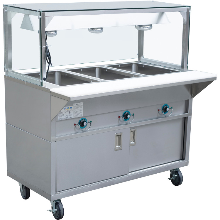 Mobile Bainmarie with Cupboard & Heated overshelf 3xGN1/1 - CEEST3SWCBSD-FTGSG1948