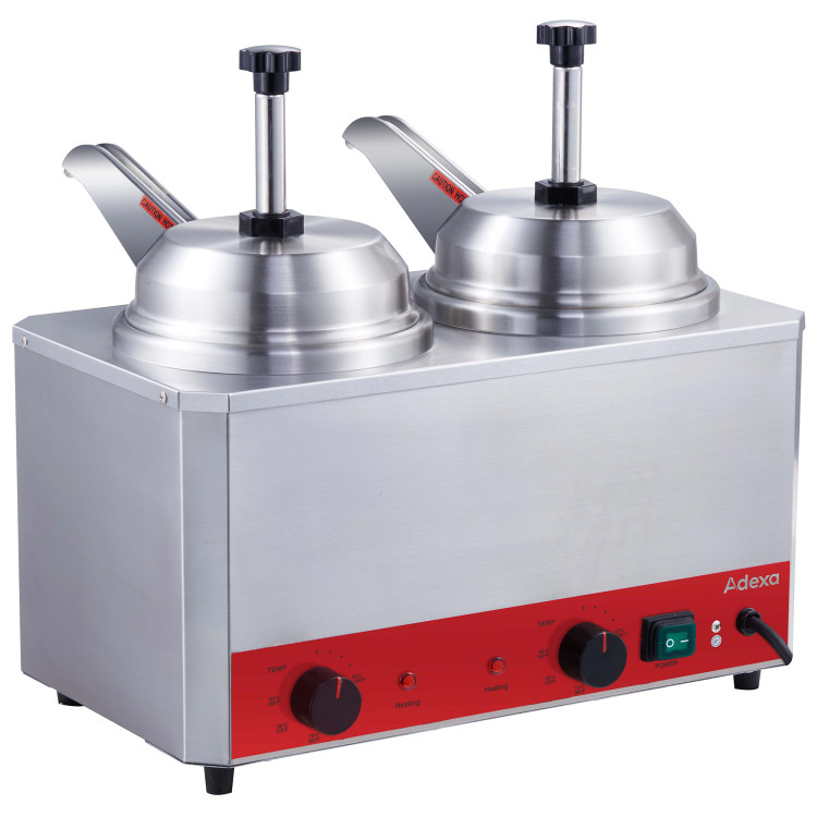 Commercial Heated 2 Pumps Sauce & Cheese Warmer 2x3.3L 230V | CaterEq CEFZ042B 
