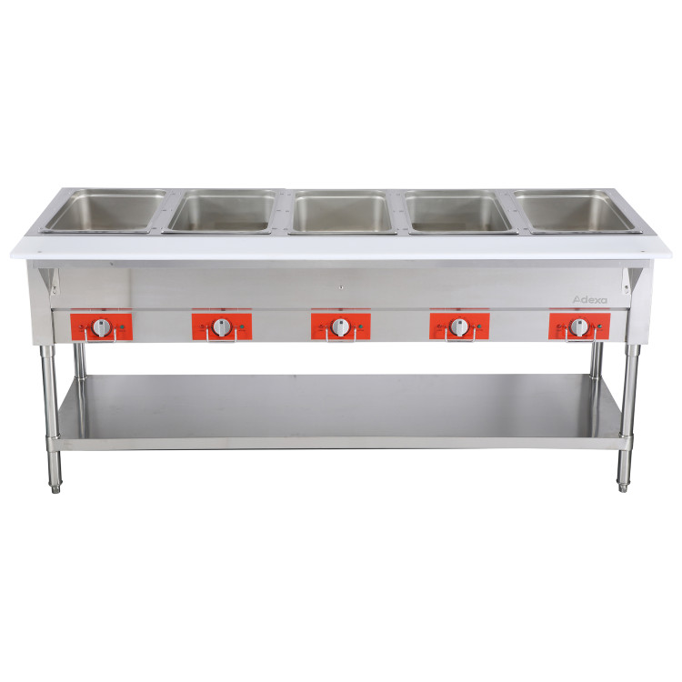 Commercial 5-Bay Dry Heated Food Warming Table for 5 x 1/1 GN Pans 230V Hardwired | CaterEq CEFZ06E