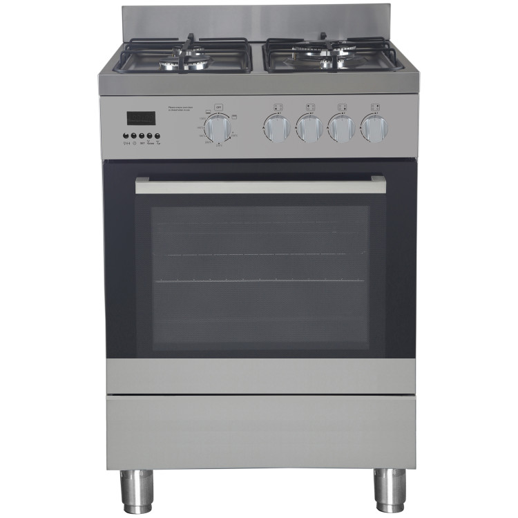 Commercial 4 Burner Stainless Steel Gas Range with Gas Oven 600×600×850mm | CaterEq CEG24D084010