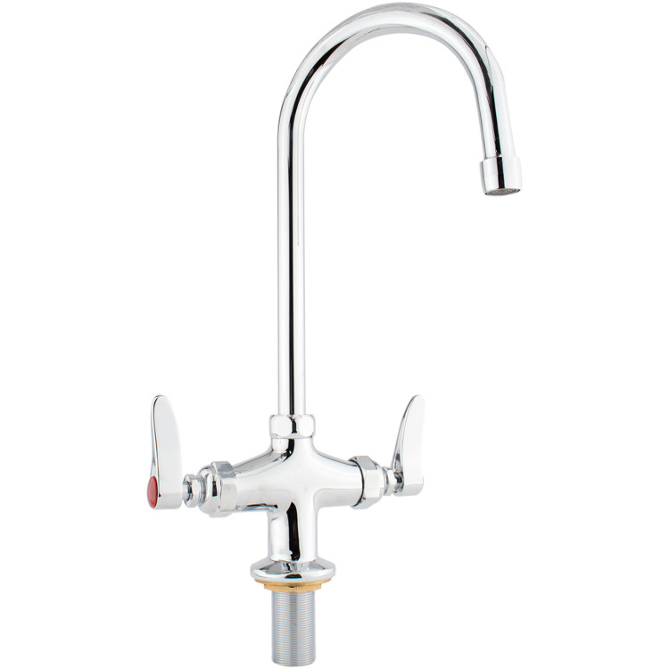 Commercial Single Hole Deck Mount Faucet with 6" Swivel Gooseneck Chrome Plated Brass | CaterEq CEGD3601 Commercial Single Hole Deck Mount Faucet with 6" Swivel Gooseneck Chrome Plated Brass | CaterEq CEGD3601