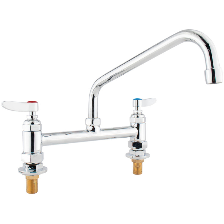 Commercial 8" Deck Mount Mixing Faucet with 10" Swing Nozzle Chrome Plated Brass | CaterEq CEGD3614 Commercial 8" Deck Mount Mixing Faucet with 10" Swing Nozzle Chrome Plated Brass | CaterEq CEGD3614