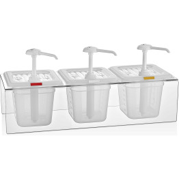 Condiment/Sauce Dispenser with Stand 3x2 litre pumps Plastic - CEGDP03
