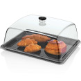 Polycarbonate Gastronorm Tray with Dome Cover GN1/2 Depth 20mm Black - CEGF12-GFT12B