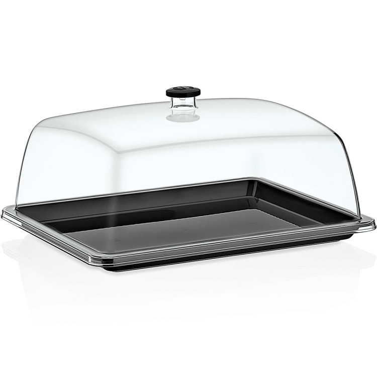 Polycarbonate Gastronorm Tray with Dome Cover GN1/2 Depth 20mm Black - CEGF12-GFT12B