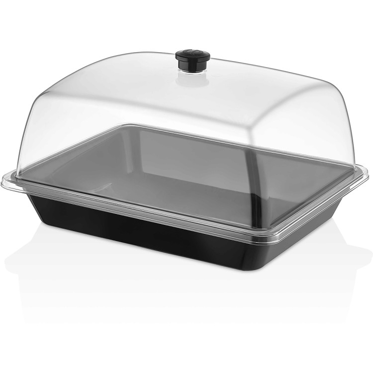 Polycarbonate Gastronorm Tray with Dome Cover GN1/2 Depth 50mm Black - CEGF12-GNP1250SWB Polycarbonate Gastronorm Tray with Dome Cover GN1/2 Depth 50mm Black - CEGF12-GNP1250SWB