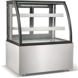 Cake counter Curved front 900x700x1200mm 2 shelves Stainless steel base LED - CEGN900CF2