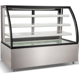 Cake counter Curved front 1500x730x1300mm 3 shelves Stainless steel base LED - CEGN1500CF3
