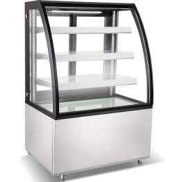 Cake counter Curved front 900x730x1300mm 3 shelves Stainless steel base LED - CEGN900CF3
