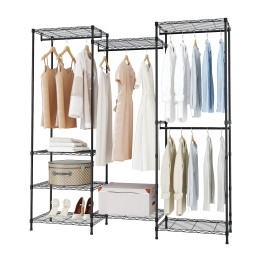 Clothes Rack with Multi‑Section Wire Shelving Black 1740x400x1800mm| CaterEq CEGR17440180B8E