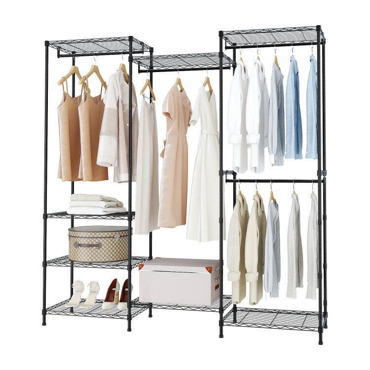 Clothes Rack with Multi‑Section Wire Shelving Black 1740x400x1800mm| CaterEq CEGR17440180B8E