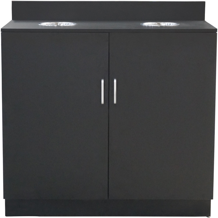 Double Waste Bin Enclosure Cabinet with Drop hole 1138x560x1160mm Black - CEGS30200