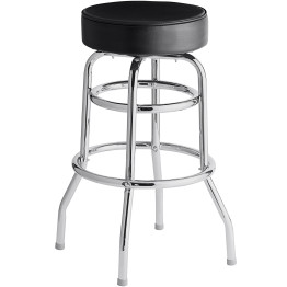 Black Double ring Barstool with Thick seat - CEGS605B