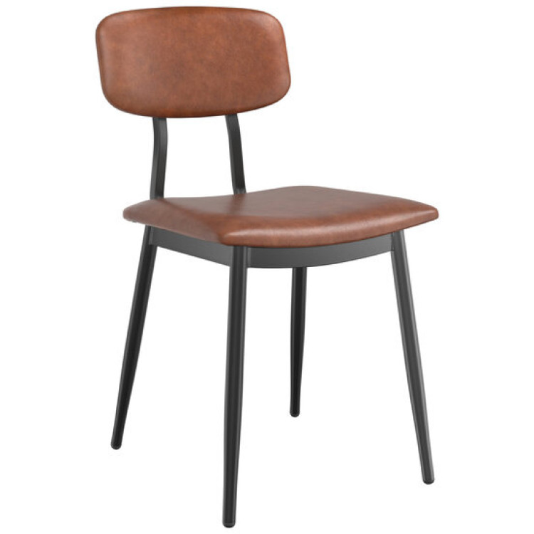 Black Steel Chair with Brown Vinyl Cushion Seat & Brown Vinyl Back - CEGS60606BROWNCUSHSEATBROWNBACK