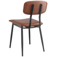 Black Steel Chair with Brown Vinyl Cushion Seat & Brown Vinyl Back - CEGS60606BROWNCUSHSEATBROWNBACK