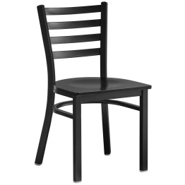 Black Steel Chair with Black Wood Seat & Black Back - CEGS694BLACKSEATBLACKBACK