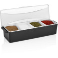 Garnish Tray / Condiment Dispenser with Lid 4 compartments - CEGSE04
