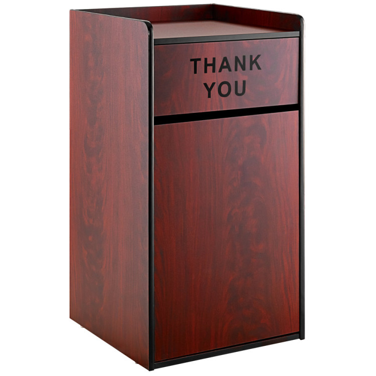 Commercial Rubbish Bin Cabinet & Tray Shelf 'Thank You' Mahogany - CEGSLJ006M