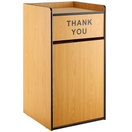 Commercial Rubbish Bin Cabinet & Tray Shelf 'Thank You' Natural - CEGSLJ006N