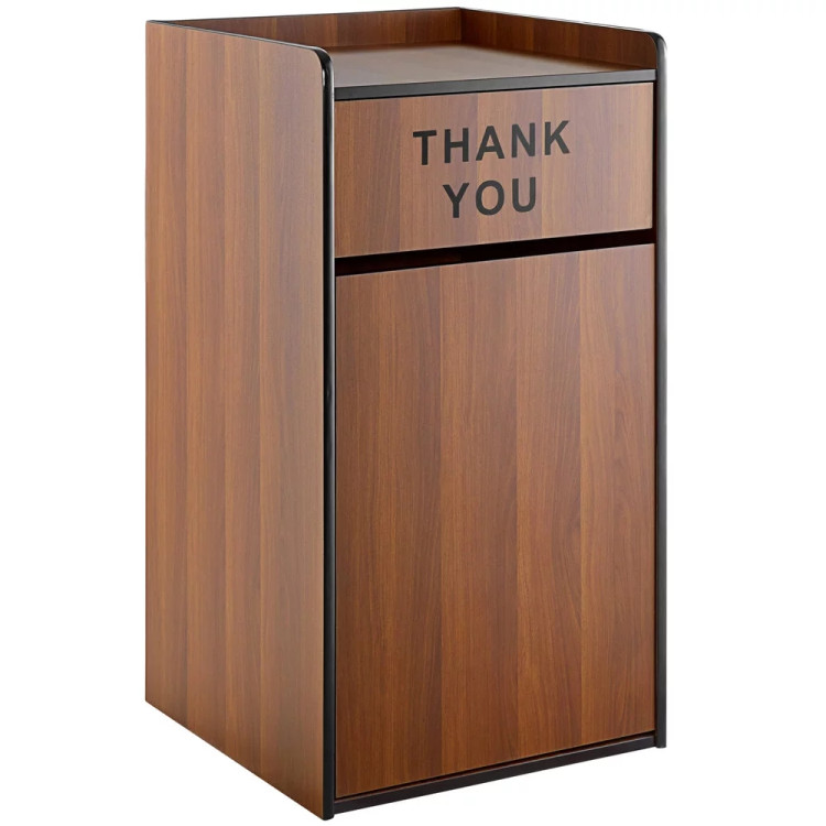 Commercial Rubbish Bin Cabinet & Tray Shelf 'Thank You' Walnut - CEGSLJ006W