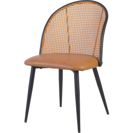 Bistro Rattan Chair with Black Vinyl Seat Round Back - CEGSM1023BLACK