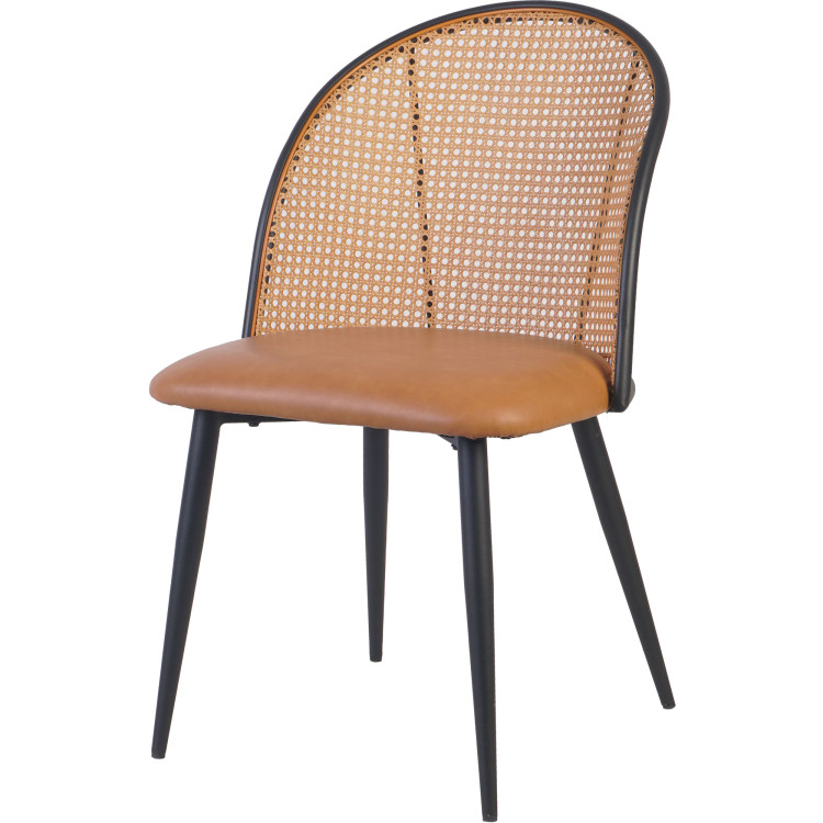 Bistro Rattan Chair with Black Vinyl Seat Round Back - CEGSM1023BLACK