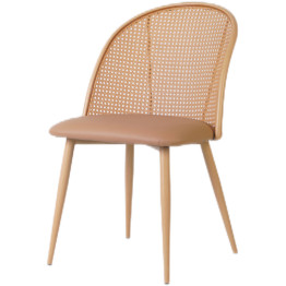 Bistro Rattan Chair with Brown Vinyl Seat Round Back - CEGSM1023NATURAL