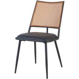 Bistro Rattan Chair with Black Vinyl Seat Square Back - CEGSM1024BLACK