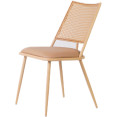 Bistro Rattan Chair with Brown Vinyl Seat Square Back - CEGSM1024NATURAL