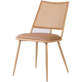 Bistro Rattan Chair with Brown Vinyl Seat Square Back - CEGSM1024NATURAL