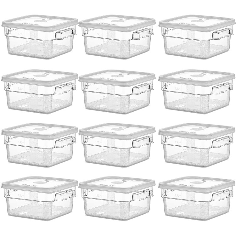 Pack of 12 Food storage Container with lid 1.9 litre 201x189x97mm Polypropylene - GSPP2+GSPPL2