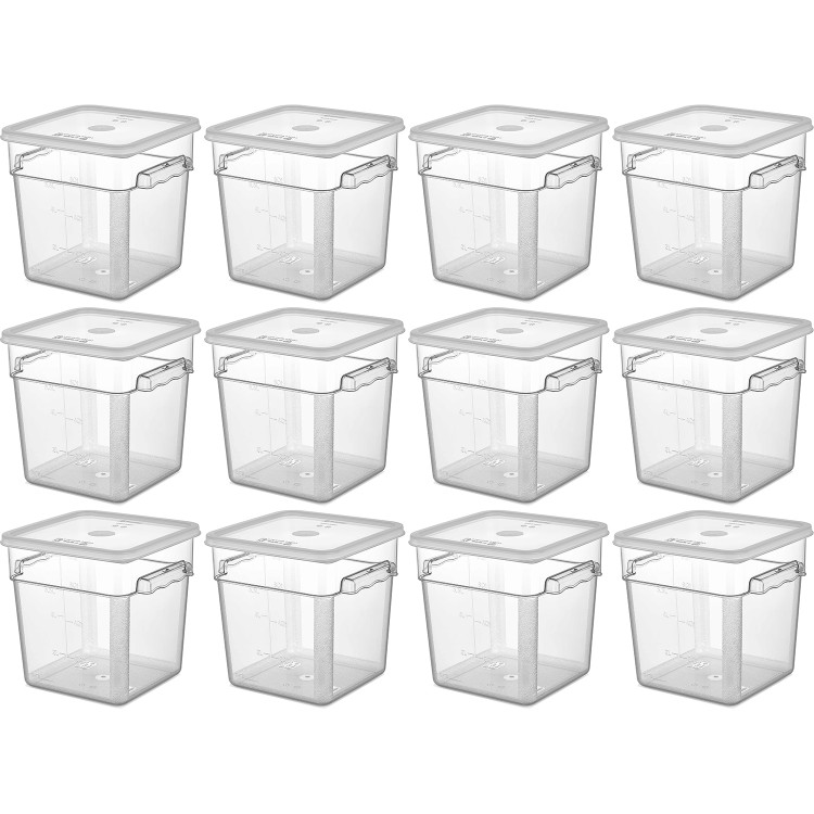 Pack of 12 Food storage Container with lid 7.6 litre 242x232x232mm Polypropylene - GSPP8+GSPPL6