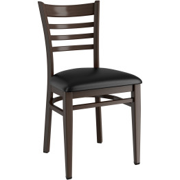 Walnut Wood Chair with Black Vinyl Cushion Seat - CEGSW0005BLACKCUSHION