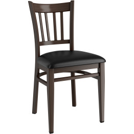 Walnut Wood Chair with Black Vinyl Cushion Seat - CEGSW0008BLACKCUSHION
