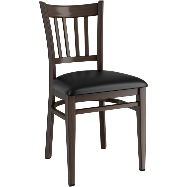Walnut Wood Chair with Black Vinyl Cushion Seat - CEGSW0008BLACKCUSHION