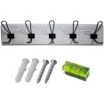 Rustic Wall Mounted 24" (610mm) Coat Rack with 5 Rustic Hooks Solid Pine Wood Whitewash | CaterEq CEGWA314